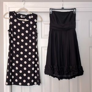 Elegant Black Strapless Dress & navy /white polka dot dress!